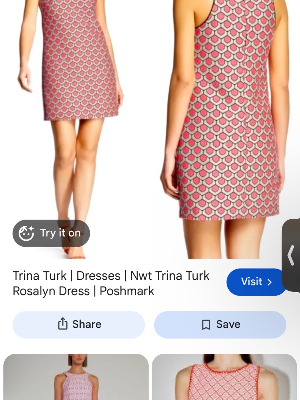Trina Turk Coral Pink Geometric Racerback Mini Dress